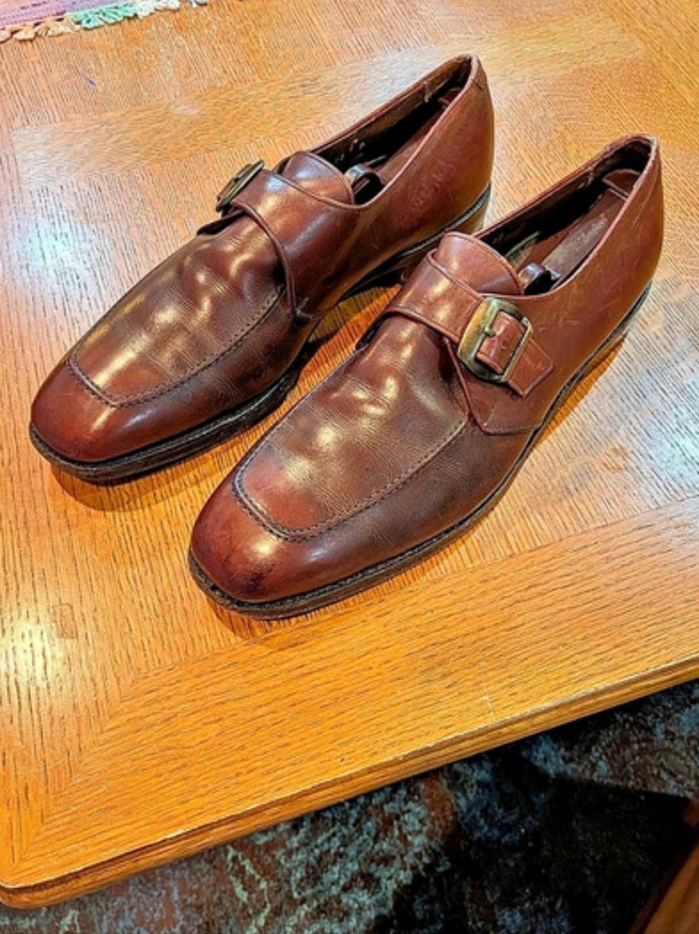 Vintage Allen Edmonds Ostendo Single Monk Strap Brown Leather Loafers US 12 B